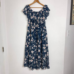 Ijoah Navy Blue‎ Floral Dress Size Medium